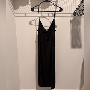 Sincerely Jules Black Satin Cowl Slip Dress